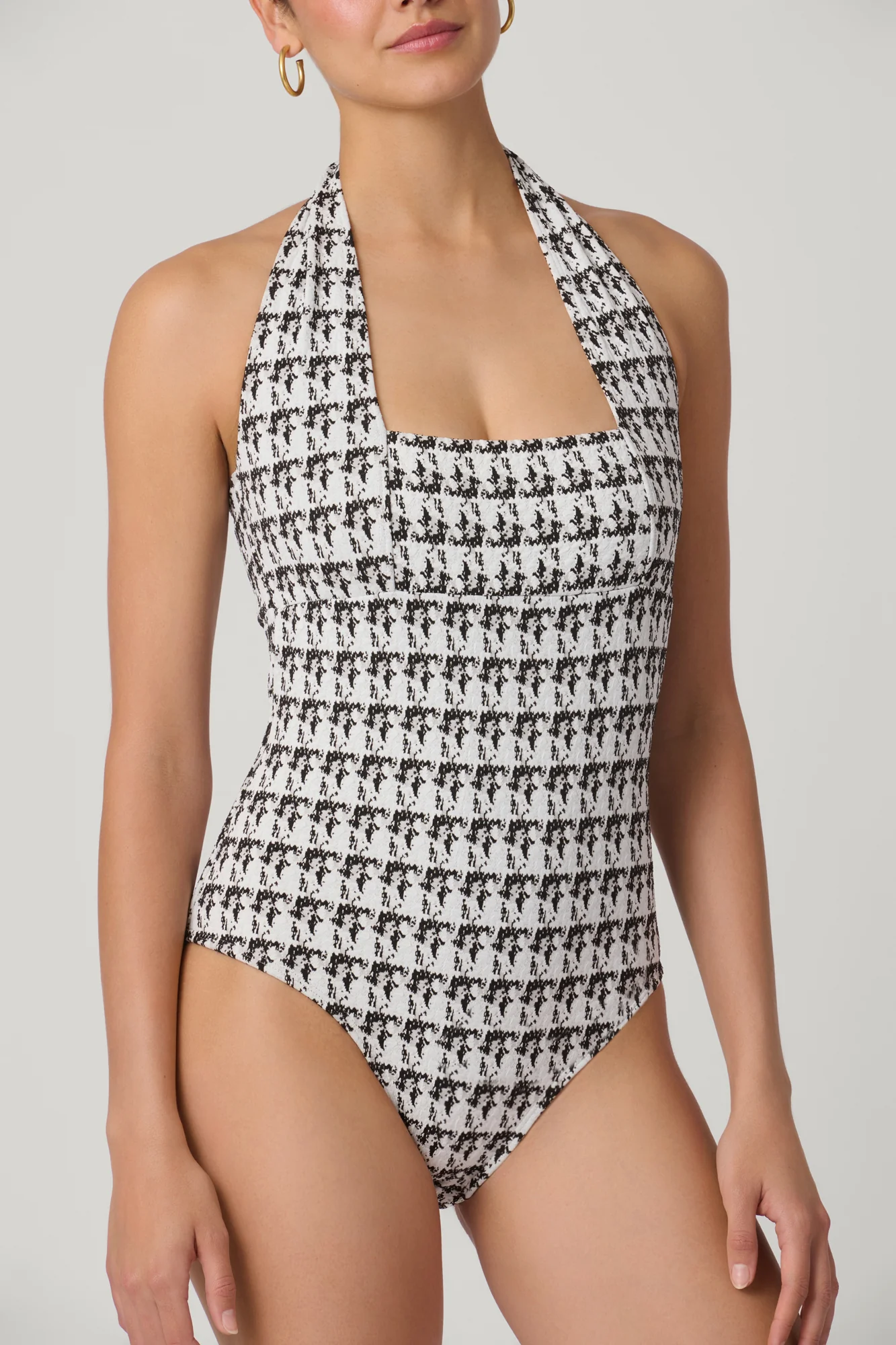 Black and White Retro Halter One Piece - Image 2