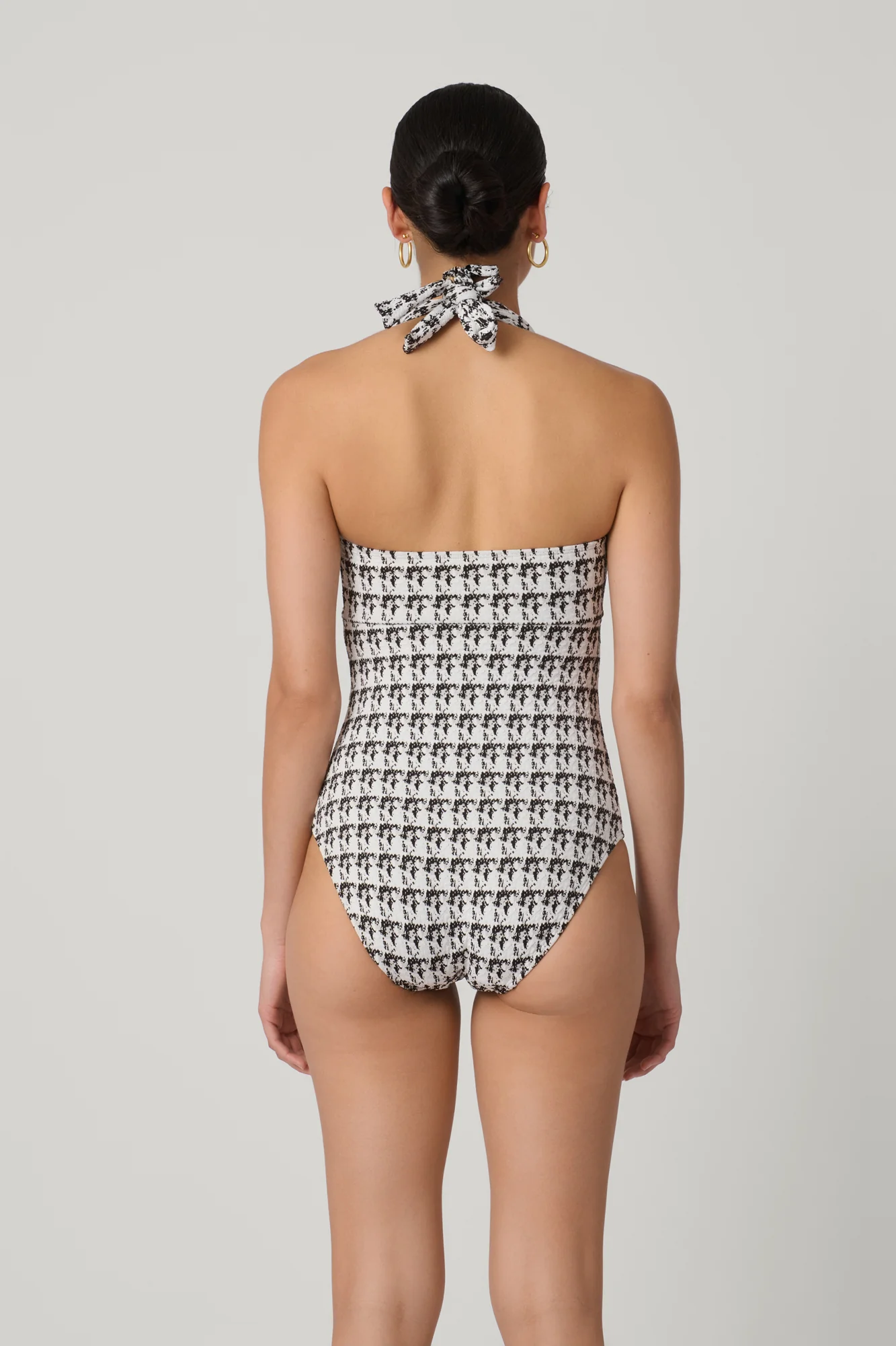 Black and White Retro Halter One Piece - Image 3