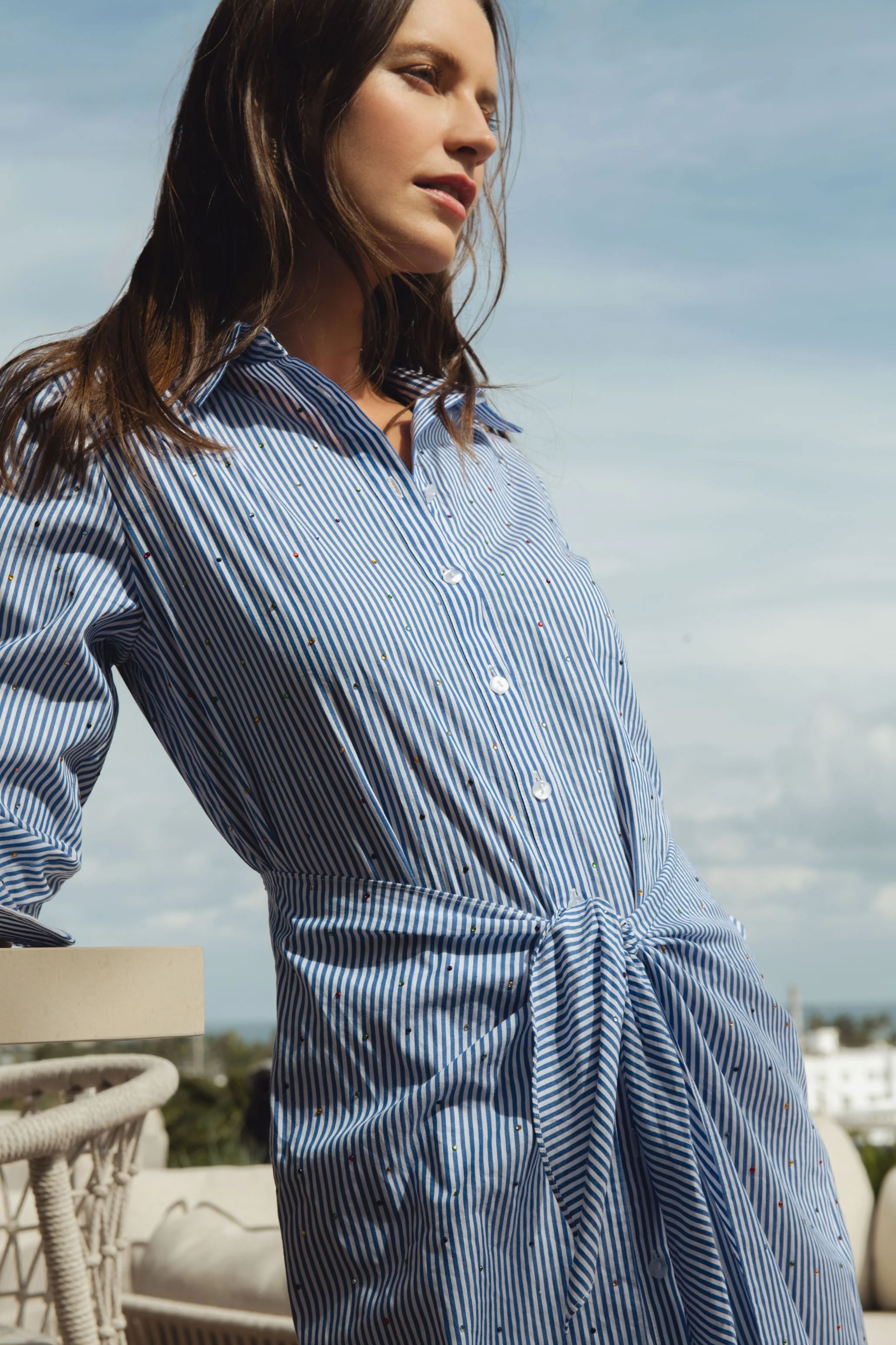 French Blue Tie Shirtdress - Image 4